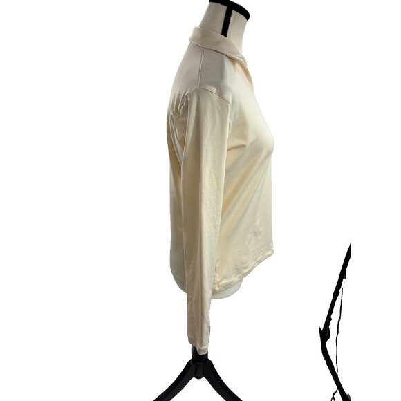 Nike Golf Womens Size M Beige Long Sleeve Polo Shirt Activewear Athletic Top - Picture 4 of 9